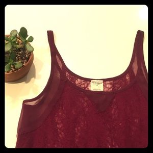 Free People Lace Tank with Fringe - S